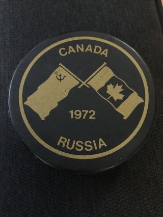 Rare Canada Russia 1972 Summit Series Official Souvenir Logo Puck Nhl Olympic