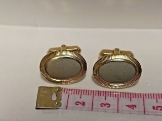 Pair Mens Vintage Gold Tone Oval Cuff Links Cufflinks No Monogram