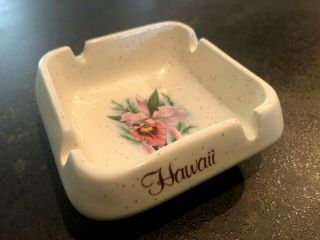 Vtg 1960s Pottery Craft Usa Flower Iris Hawaii Ashtray Hawaiiana Mcm Retro Euc