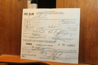 Vintage 1945 State Of Minnesota Resident Fishing License