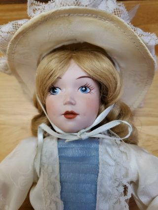 12 INCH PORCELAIN DOLL WHITE AND BLUE DRESS 2