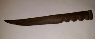 Vintage Hand Carved Initialed Folk Art Wooden Knife 12 " Long Usa