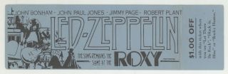 Mega Rare Led Zeppelin Song Remains The Same Movie Ticket At The Roxy In La