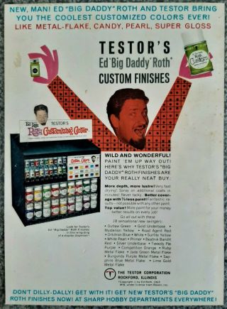 Vintage 1965 Revell Ed Big Daddy Roth Rat Fink Testors Spray Paint Advertisement