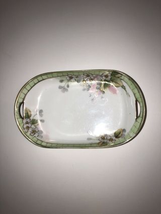 Antique Nippon Hand Painted Flowered Candy Nut Dish,  Gold Trim,  Fancy