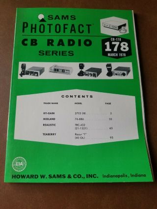 Sams Photofact Cb Radio Series 178 Hy - Gain,  Midland,  Realistic,  Teaberry