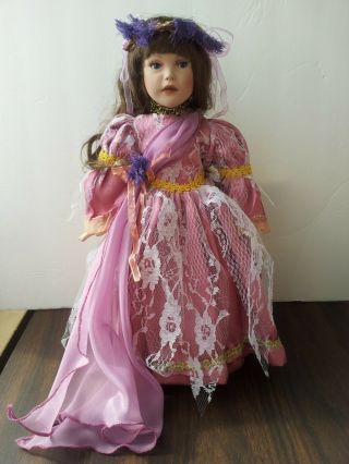 Vintage Porcelain Doll 18 " Stuffed Body With Porcelain Head,  Hands And Feet