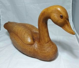 Vintage Wood Carved Resin Mallard Duck Decoy Signed Huff Large 21 " X 12 " Rare