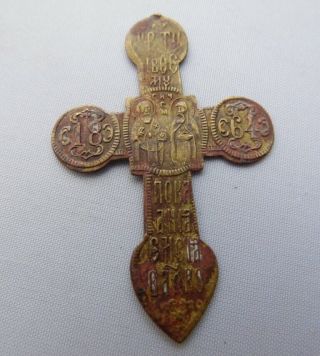 Antique Orthodox Bronze Russian cross 1864 With Iсons 2