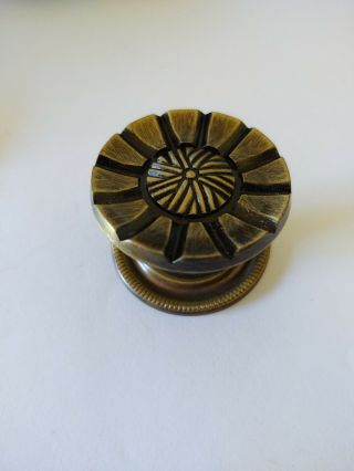 NOS Vintage Single Drawer Pull Knob Style Metal Bronze Color - Stylized Flower 3