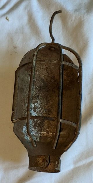 Antique Vintage Industrial Hanging Wire Trouble Light Drop Light Cage Steampunk
