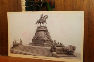 Antique Singer Sewing Machine Trade Card Washington Statue And Fountain