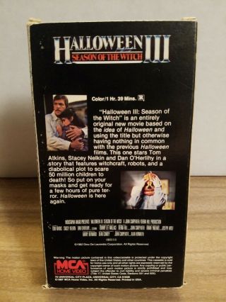 Halloween III: Season of the Witch (VHS,  1987) MCA Home Video Horror Gore Rare 3