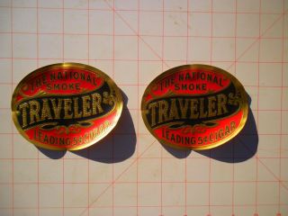 Two Vintage Antique 1900’s Traveler Cigar Decal Stickers Old Stock