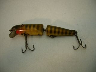 Vtg Pflueger Palomine Wooden Jointed Fishing Lure 5 " Top Water Floating