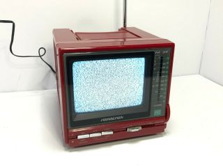 Rare - Red Vintage Soundesign Portable Tv - Black And White -