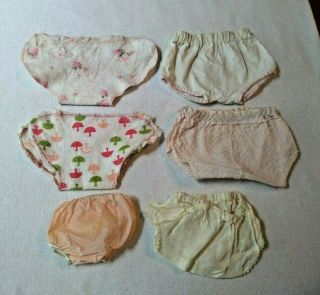 Vtg 2 Flannel Diapers,  3 Cloth Panties & 1 Plastic Pants For Dolls,  Several Size