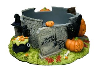 Rare Bath & Body - White Barn - Halloween Grave Yard Pumpkin Candle Holder