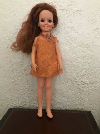 Vintage 1969 Ideal Toys Crissy Chrissy Doll Red Head Orange Dress