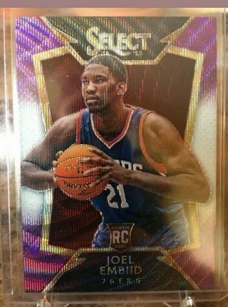 Joel Embiid 2014 - 15 Select 90 Rc Rookie Purple/white Refractor,  Rare Holo