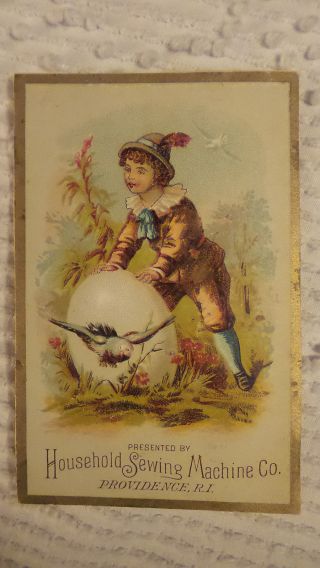 Antique Victorian Trade Card Household Sewing Machine Co. ,  Providence,  R.  I.