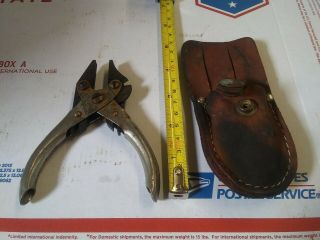 Old Manley Fishing Pliers - Model 2005 W/leather Case England Rare