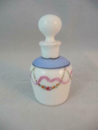 Antique German Porcelain Perfume Bottle Hand Painted Floral Swags