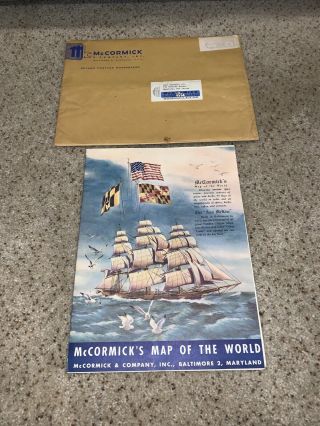 Rare Mccormick’s Map Of The World Spices Spice Routes Flags Poster Orig Envelope