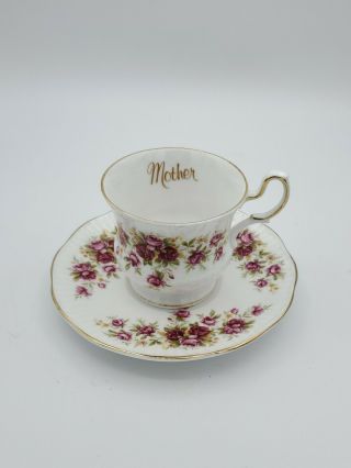 Vintage Rosina Queen Rose Tea Cup & Saucer Bone China Mother