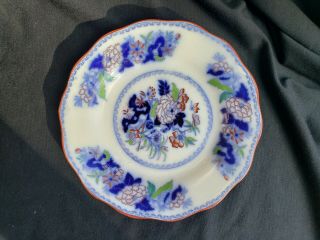 Antique Wedgwood Flow Blue Polychrome Dinner Plate 9 "