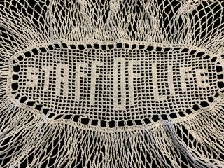 Antique Filet Crochet Lace Doily STAFF OF LIFE Bread 11X18 White 2