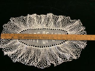 Antique Filet Crochet Lace Doily STAFF OF LIFE Bread 11X18 White 3