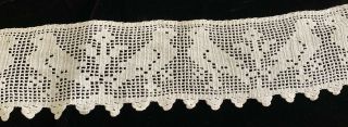 Antique White Filet Crochet Lace Birds Flowers 26 " 7 Combined Availabl