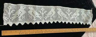 Antique White Filet Crochet Lace Birds Flowers 26 