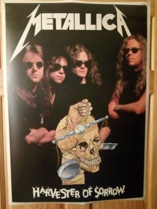 Metallica " Harvester Of Sorrow " Poster 1989 Rare Vintage 24 X 34
