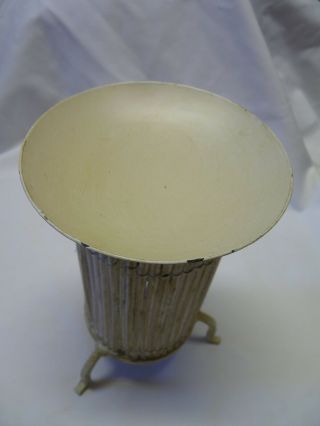 Antiqued White Wood and Metal Candle Holder 8 inches 2
