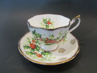 Vintage Queen Anne " Yuletide " Teacup And Saucer Bone China England