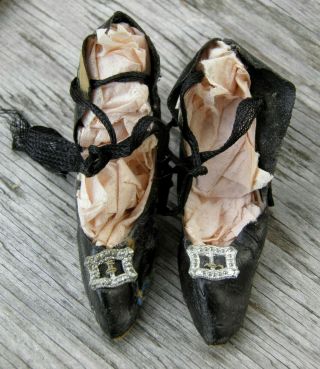 Vintage Fashion Doll Shoes Need Tlc Oil Cloth Wooden Heels