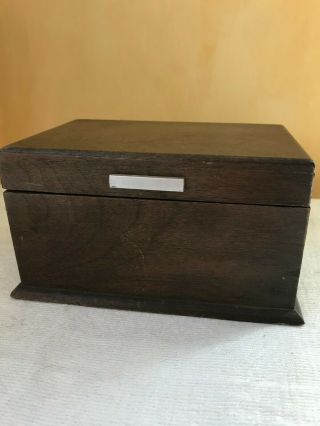 Antique Vintage Wood Box Hinged Lid,  Felt Bottom 6 - 3/4 " X 4 - 1/2 " X 3 - 1/2 " Old