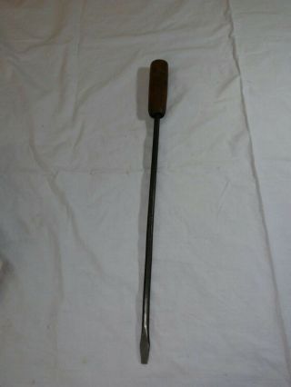 Antique Tool Vtg Hand Forged Wood Handle Slotted/straight Screwdriver 19 1/4”