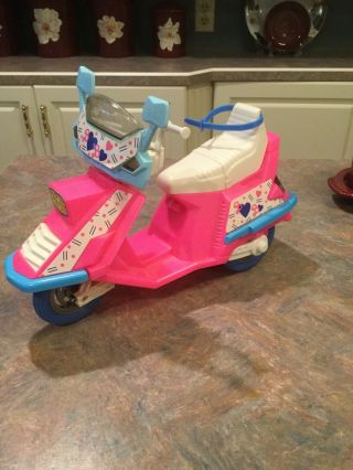 1989 Mattel Barbie Around Town 3 Wheel Scooter Moped Pink And Blue White Seat