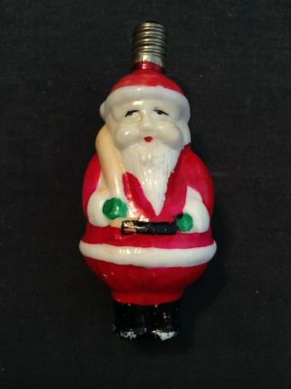 Antique Vintage Milk Glass Santa Claus Figure Christmas Tree Light Bulb