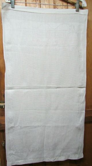 Vtg Antique Irish Damask Linen Shamrock Pattern Hand Towel Hemstitched 17 " X 31 "