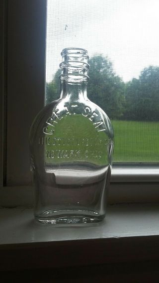 Antique Great Seal The Styron Beggs Co.  Newark,  Ohio Coffin Shaped Bottle