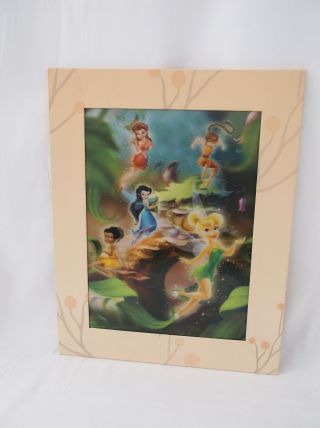 Rare Disney Tinker Bell & Fairies Hologram Poster - 11 X 14 " Matted Frame Wall Art