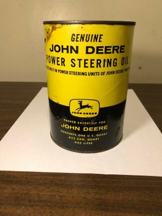 Rare One Quart John Deere Power Steering Oil Can Tractor Truck Empty