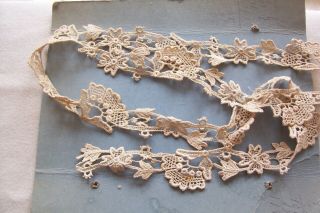 Vtg Antique Cotton Venise Applique Lace Trim Doll Millinery Sewing 