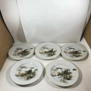 Set Of 5 Vintage Manna Kutani China Made In Japan 6 - 1/4” Replacement Bread Plate