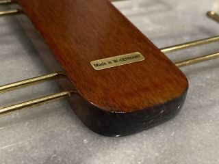 Vintage Wooden Tie Rack Holder Belt Hanger Gold Brass Made West Germany RARE 3