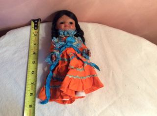 Native American/latino ? Doll Plastic Vintage 50 - 60 